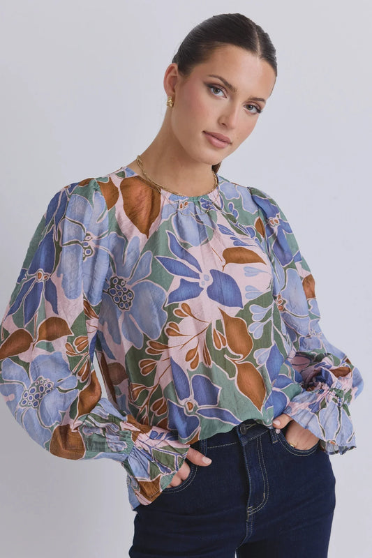 BY ROSA // Endless Floral Blouson Sleeve LS Top KHAKI FLORAL