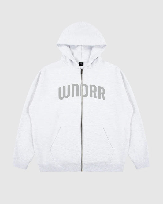 WNDRR // Feud Zip Hood Sweat WHITE MARLE