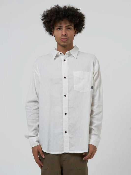 THRILLS // Hemp Minimal Oversize Long Sleeve Shirt DIRTY WHITE