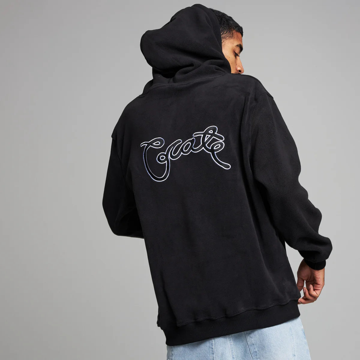 CRATE // Scripted Polar fleece Hoodie BLACK