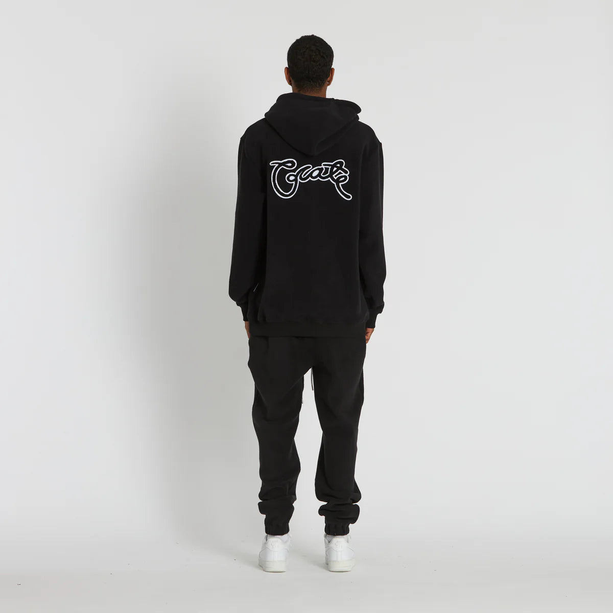 CRATE // Scripted Polar fleece Hoodie BLACK