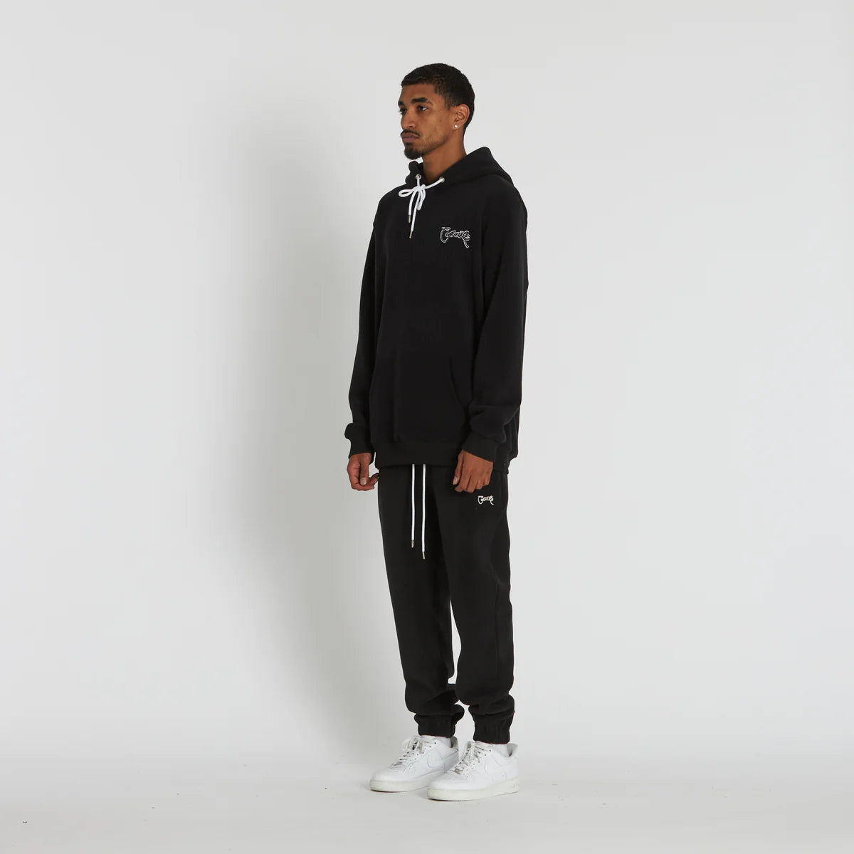 CRATE // Scripted Polar fleece Trackpants BLACK