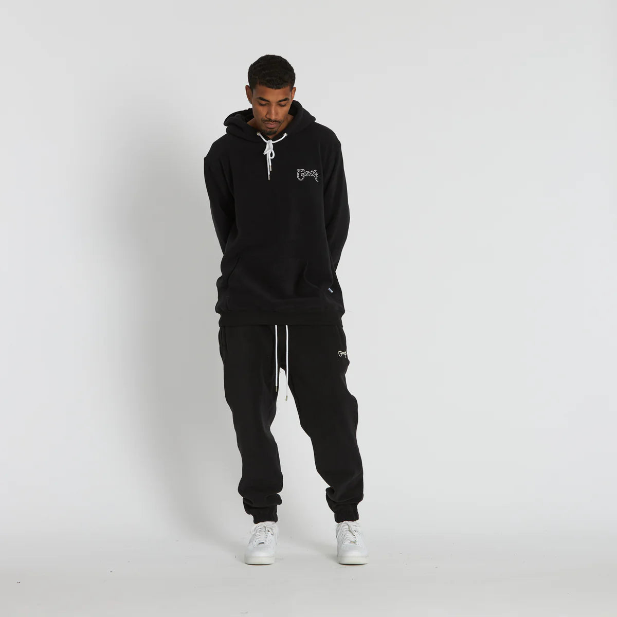 CRATE // Scripted Polar fleece Trackpants BLACK