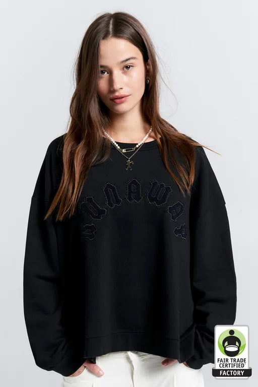 KAREN WALKER // Runaway Arch Organic Cotton Sweatshirt BLACK