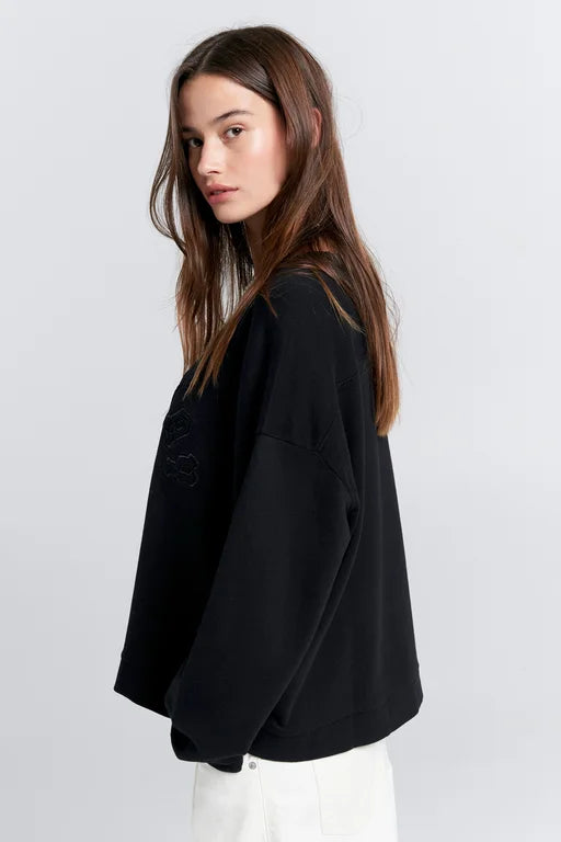 KAREN WALKER // Runaway Arch Organic Cotton Sweatshirt BLACK