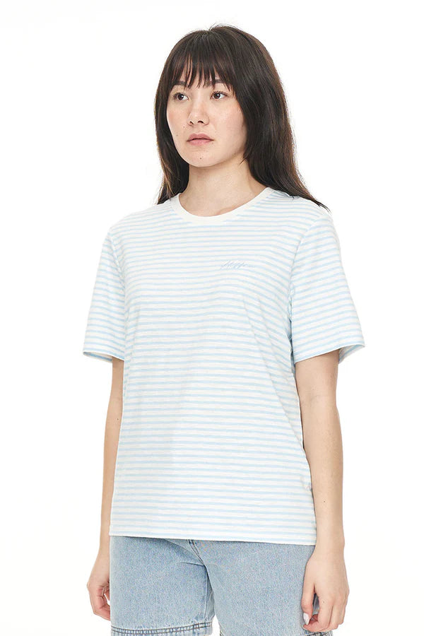 HUFFER // Striped Classic Tee CLUB BLUE/CHALK