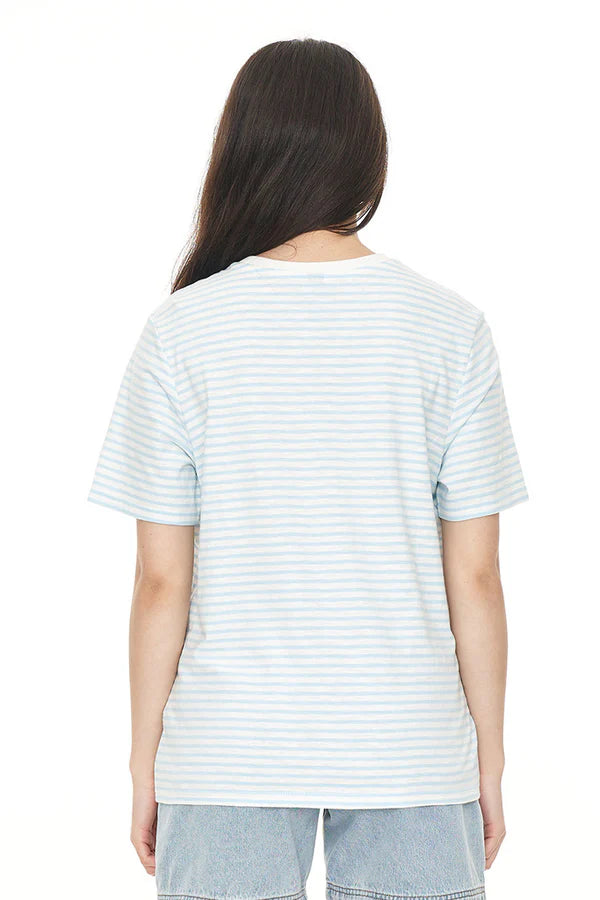 HUFFER // Striped Classic Tee CLUB BLUE/CHALK