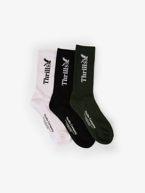 THRILLS // Workwear 3 Pack Sock GRAPE LEAF