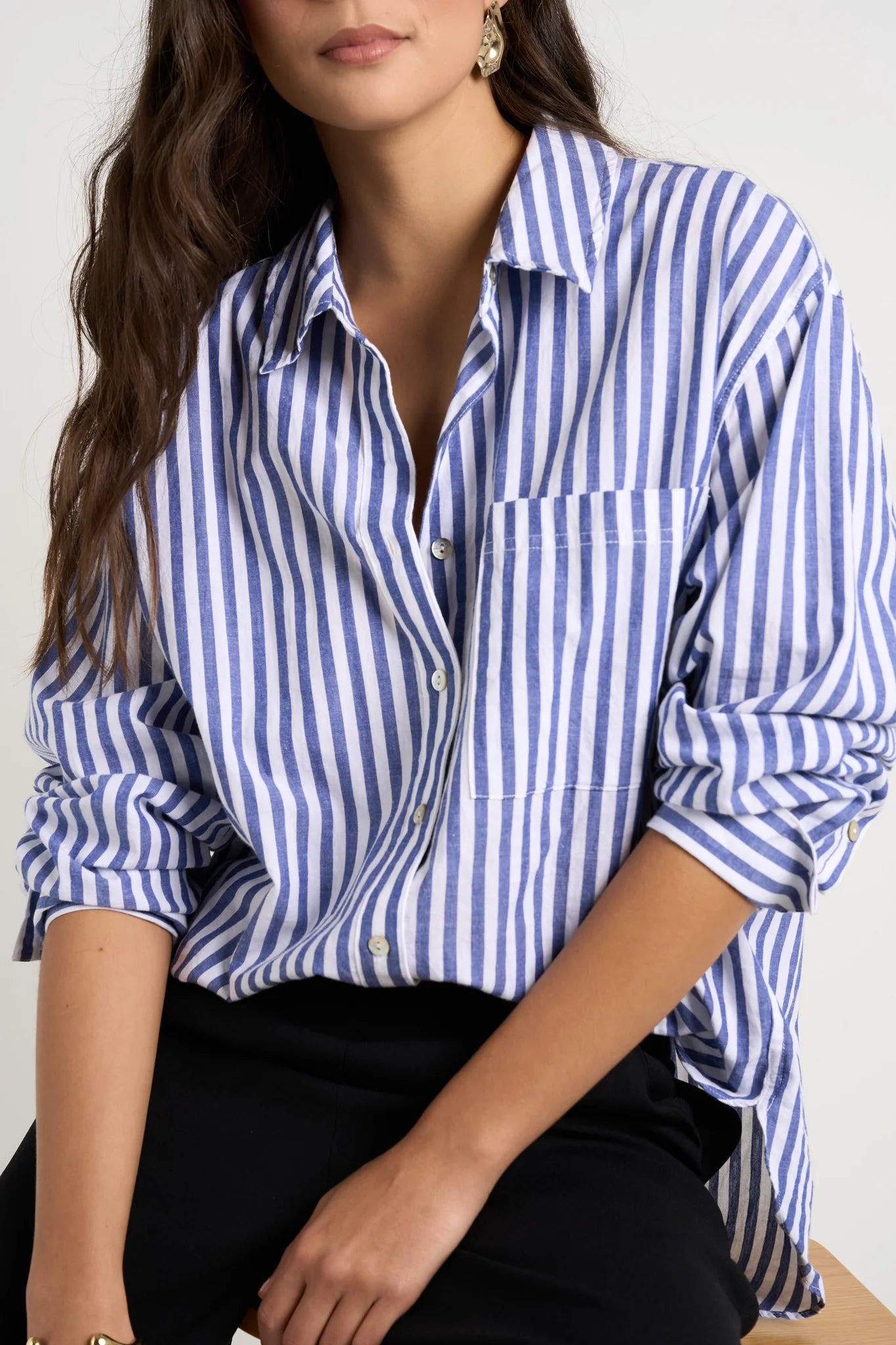 STORIES BE TOLD // You Got This Poplin Oversized Shirt BLUE