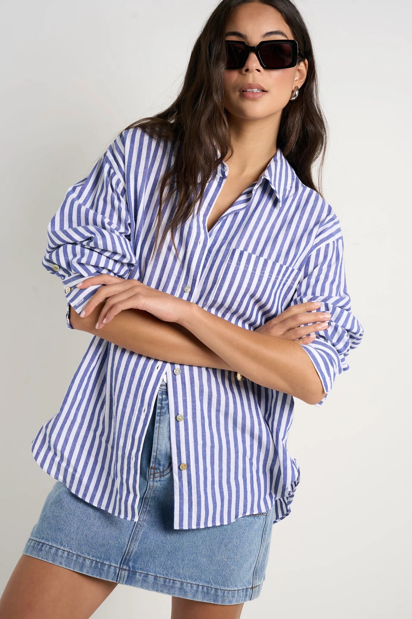 STORIES BE TOLD // You Got This Poplin Oversized Shirt BLUE