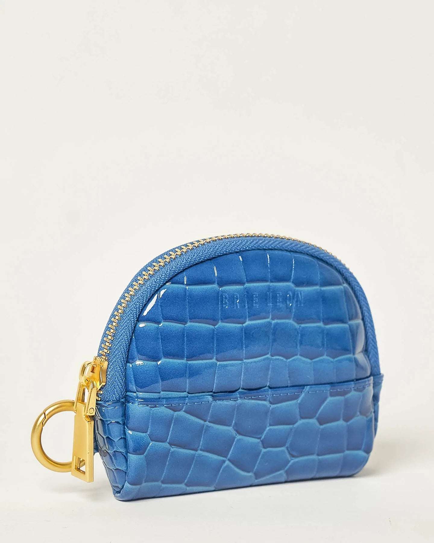 BRIE LEON // Circulo Coin Purse COBALT WET BRUSHED RECYCLED CROC