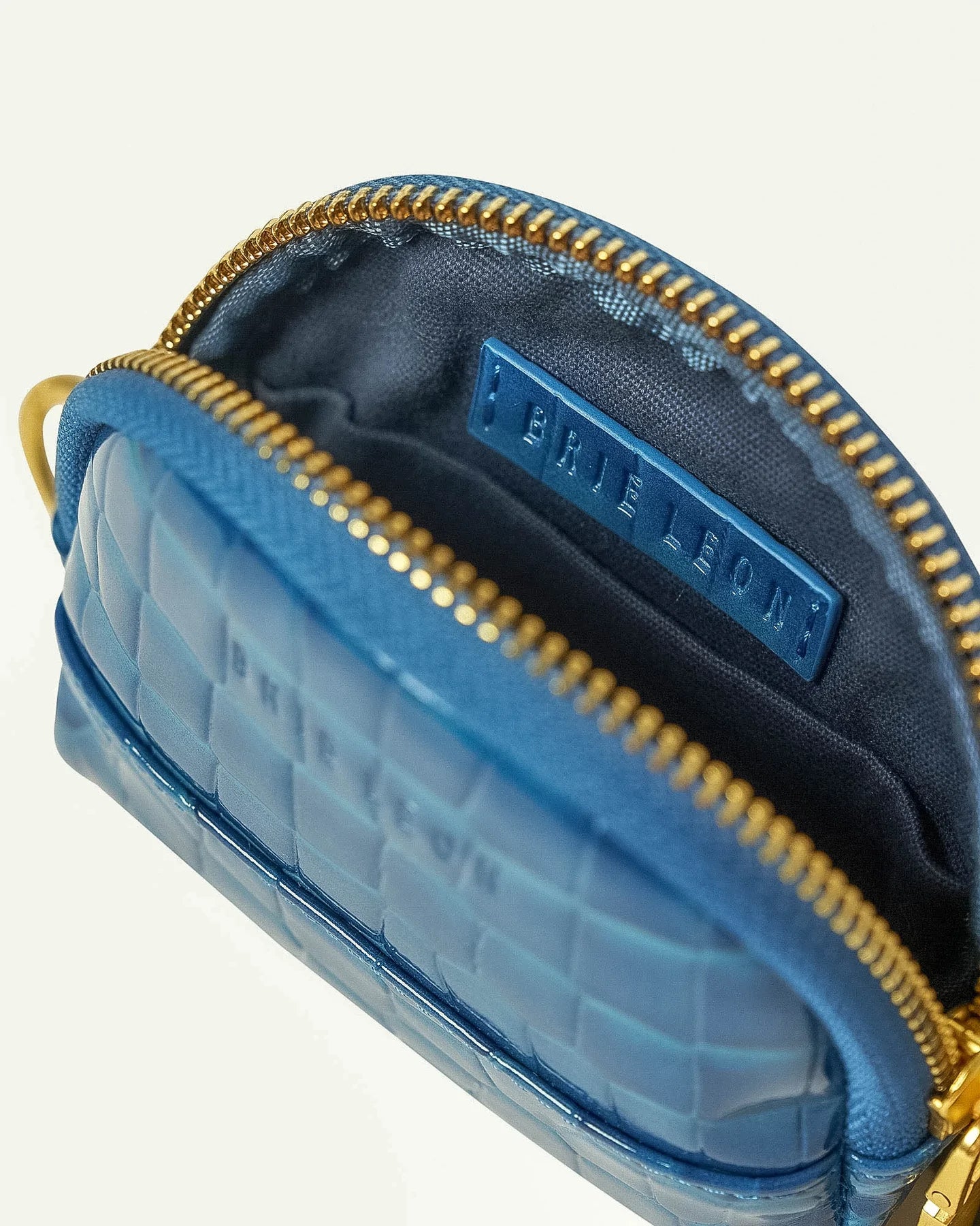 BRIE LEON // Circulo Coin Purse COBALT WET BRUSHED RECYCLED CROC