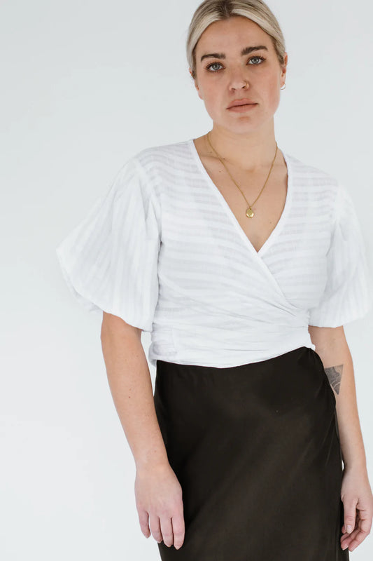 BEIGED // Emme Wrap Shirt WHITE