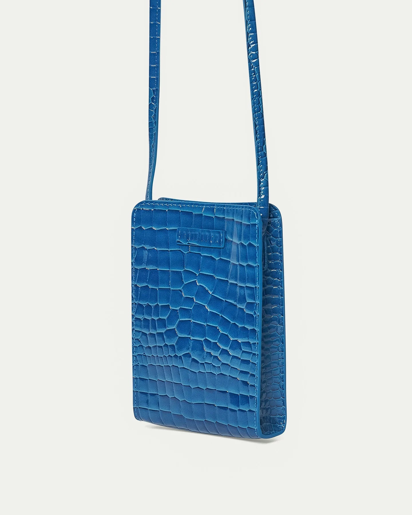 BRIE LEON // Paloma Phone Bag COBALT WET BRUSHED RECYCLED CROC