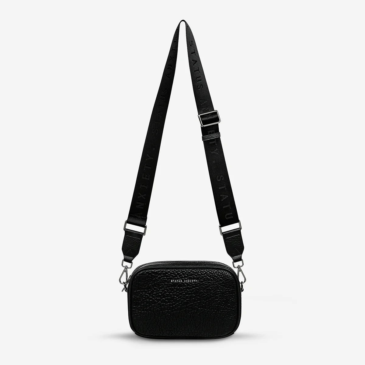 STATUS ANXIETY // Plunder With Webbed Strap Bag BLACK BUBBLE