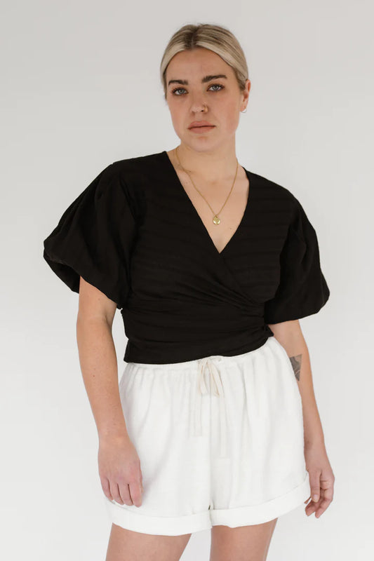 BEIGED // Emme Wrap Shirt BLACK